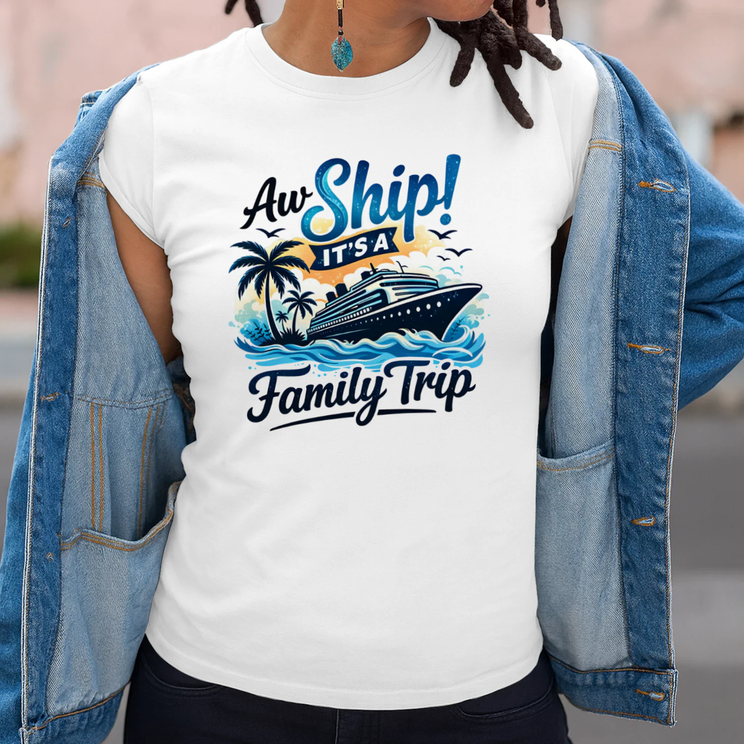 Aw Ship It's A Family Trip Cruise Graphic T-Shirt
