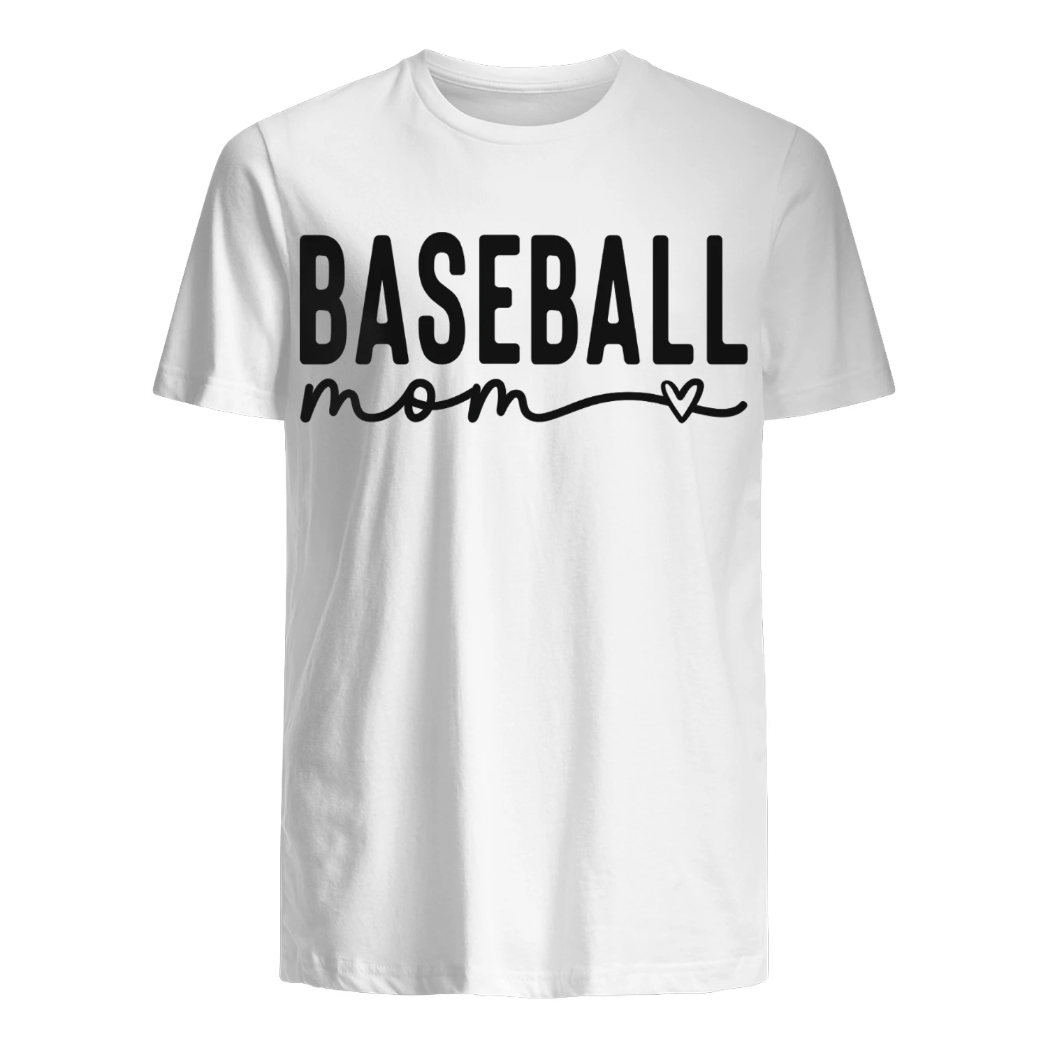 Baseball Mom Heart Cursive Minimalist Game Day T-Shirt