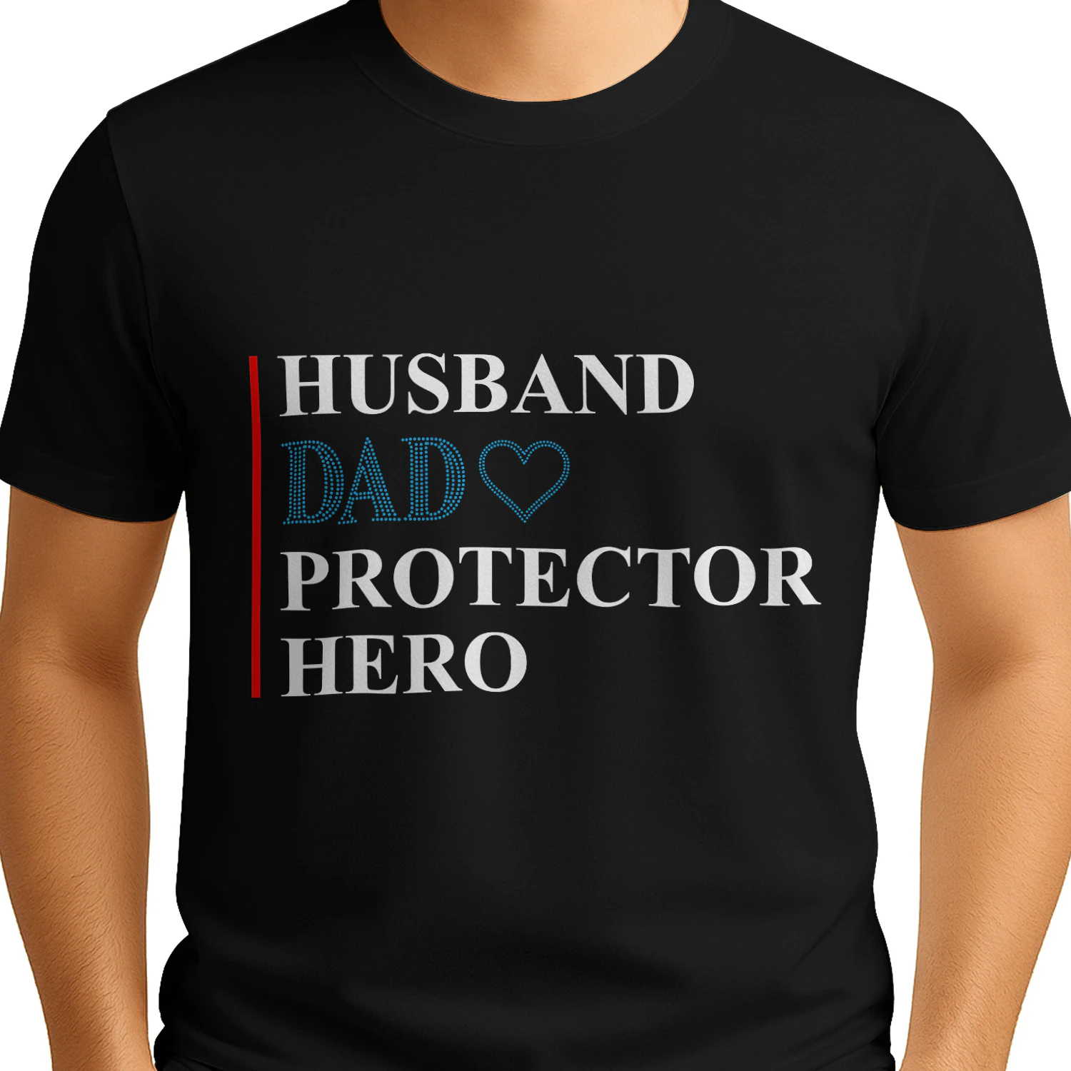 Husband Dad Protector Hero Heart Graphic T-Shirt