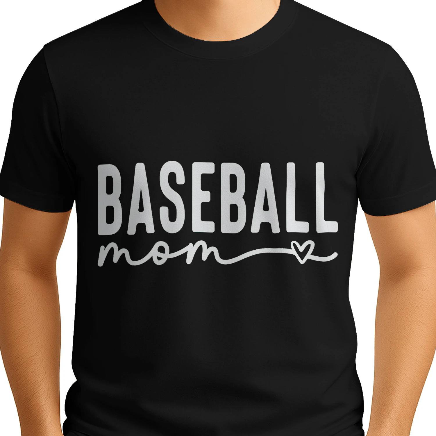 Baseball Mom Heart Cursive Minimalist Game Day T-Shirt