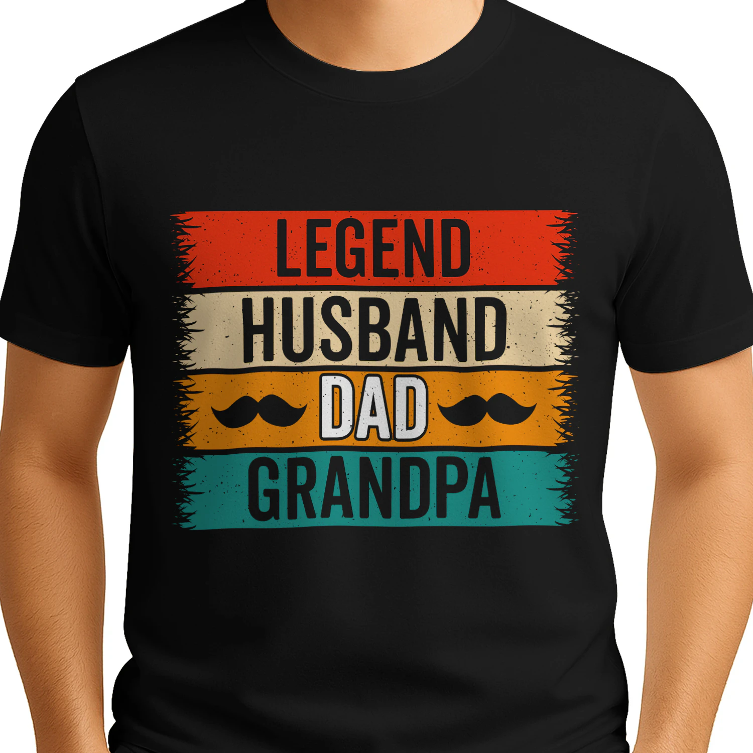 Legend Husband Dad Grandpa Mustache Retro T-Shirt