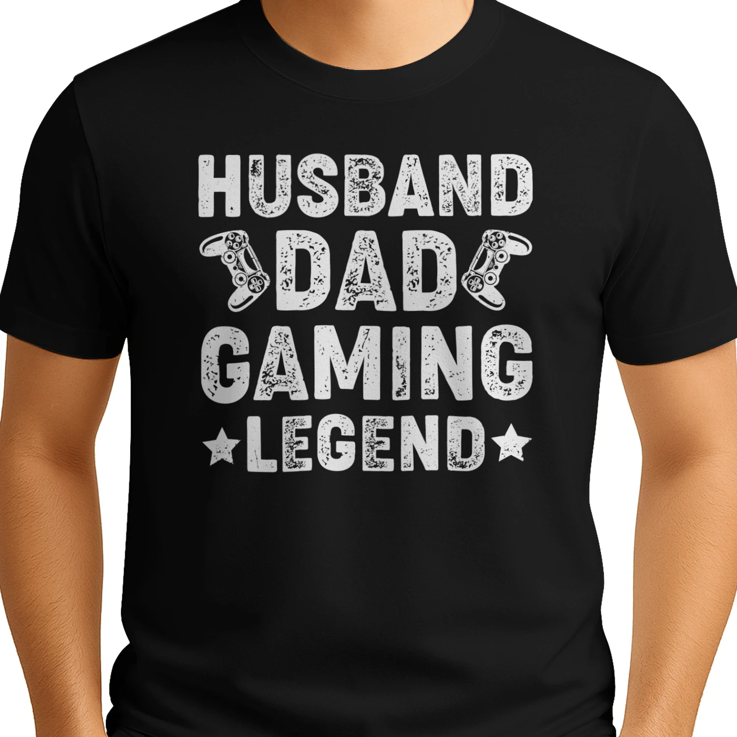 Husband Dad Gaming Legend Distressed Controller T-Shirt