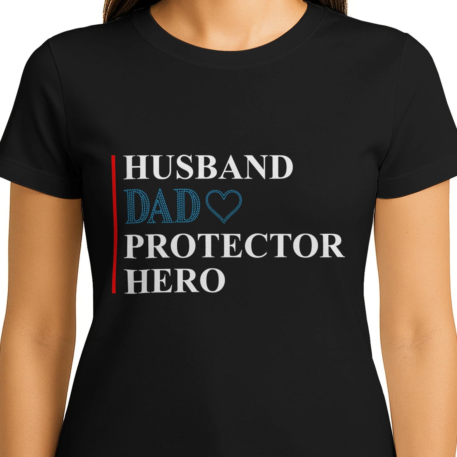 Husband Dad Protector Hero Heart Graphic T-Shirt