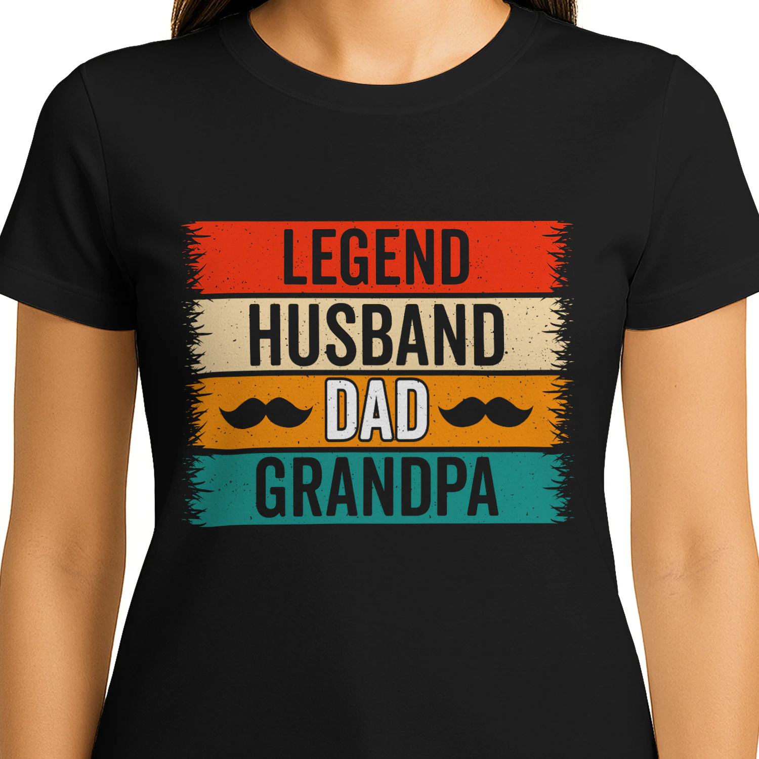 Legend Husband Dad Grandpa Mustache Retro T-Shirt