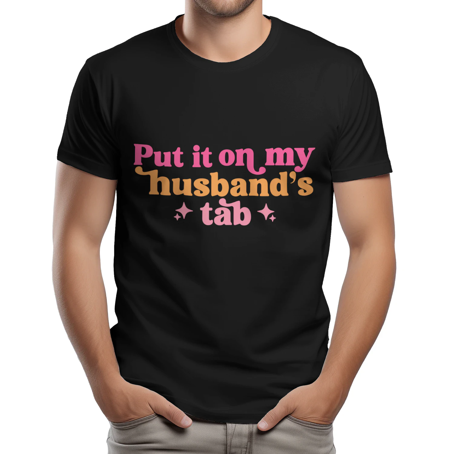 Put It On My Husband's Tab - Funny Retro Wife T-Shirt