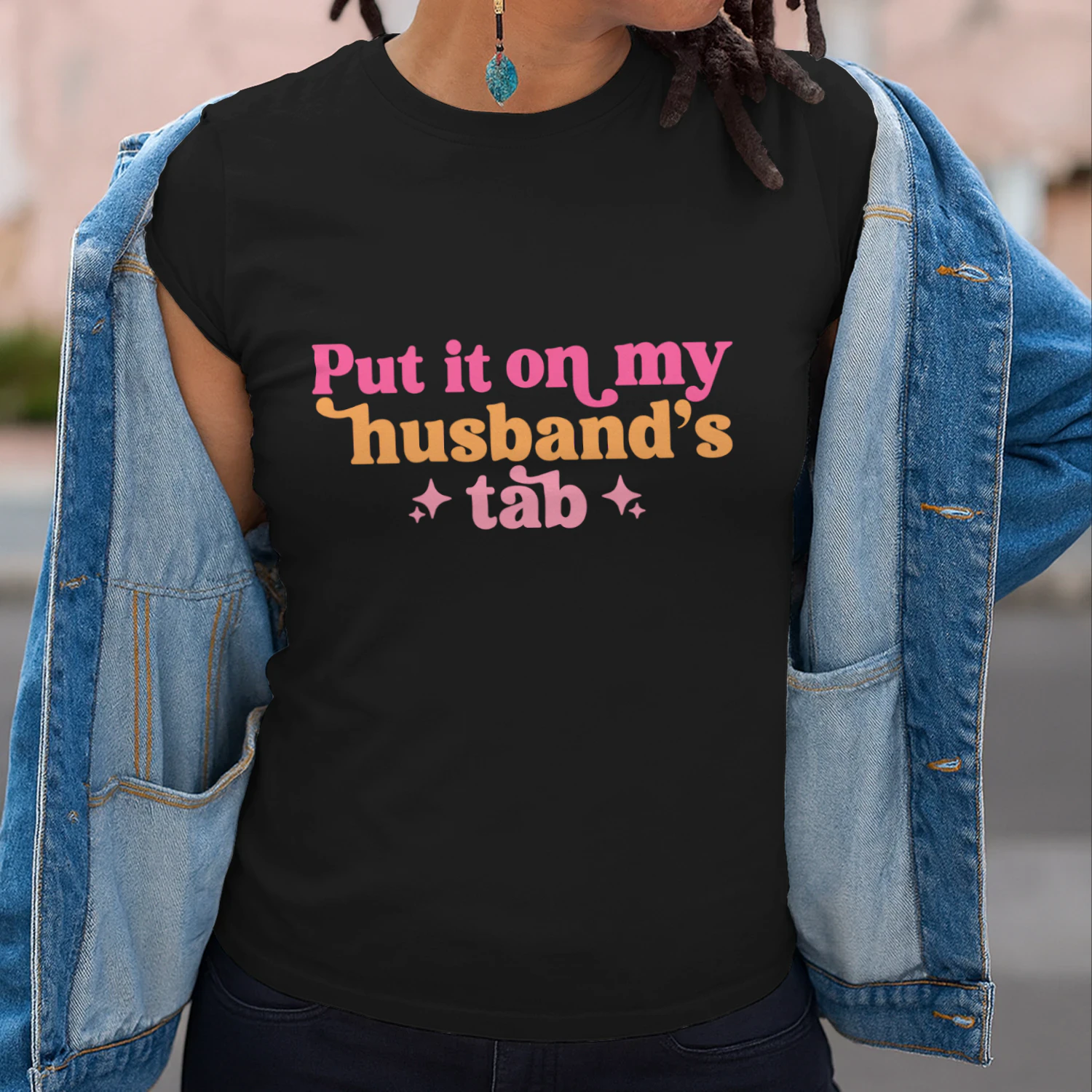 Put It On My Husband's Tab - Funny Retro Wife T-Shirt