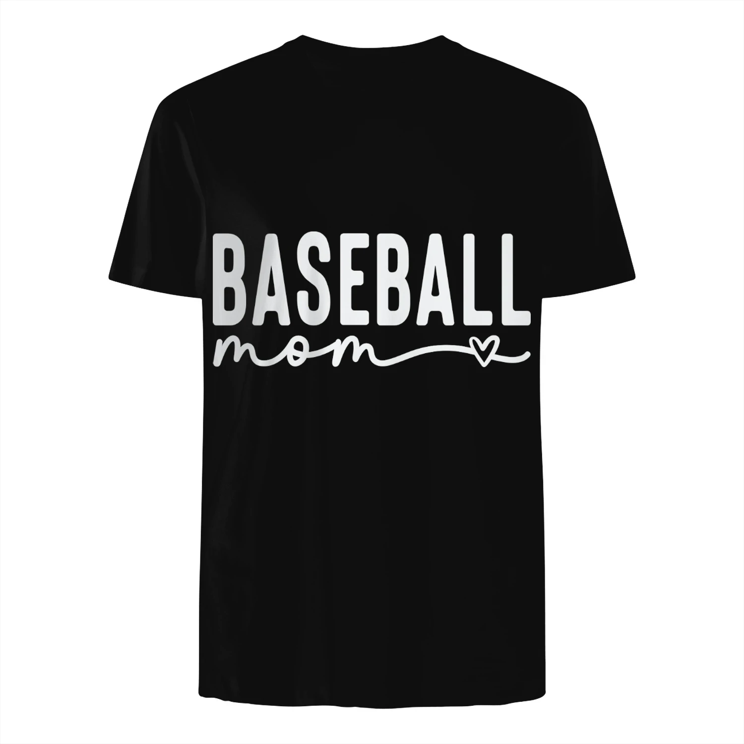Baseball Mom Heart Cursive Minimalist Game Day T-Shirt
