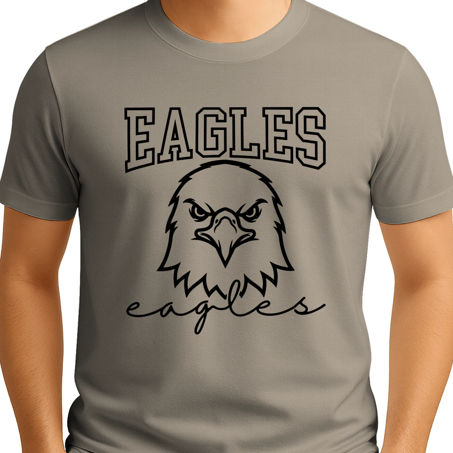 Eagles Mascot Varsity Script Head T-Shirt