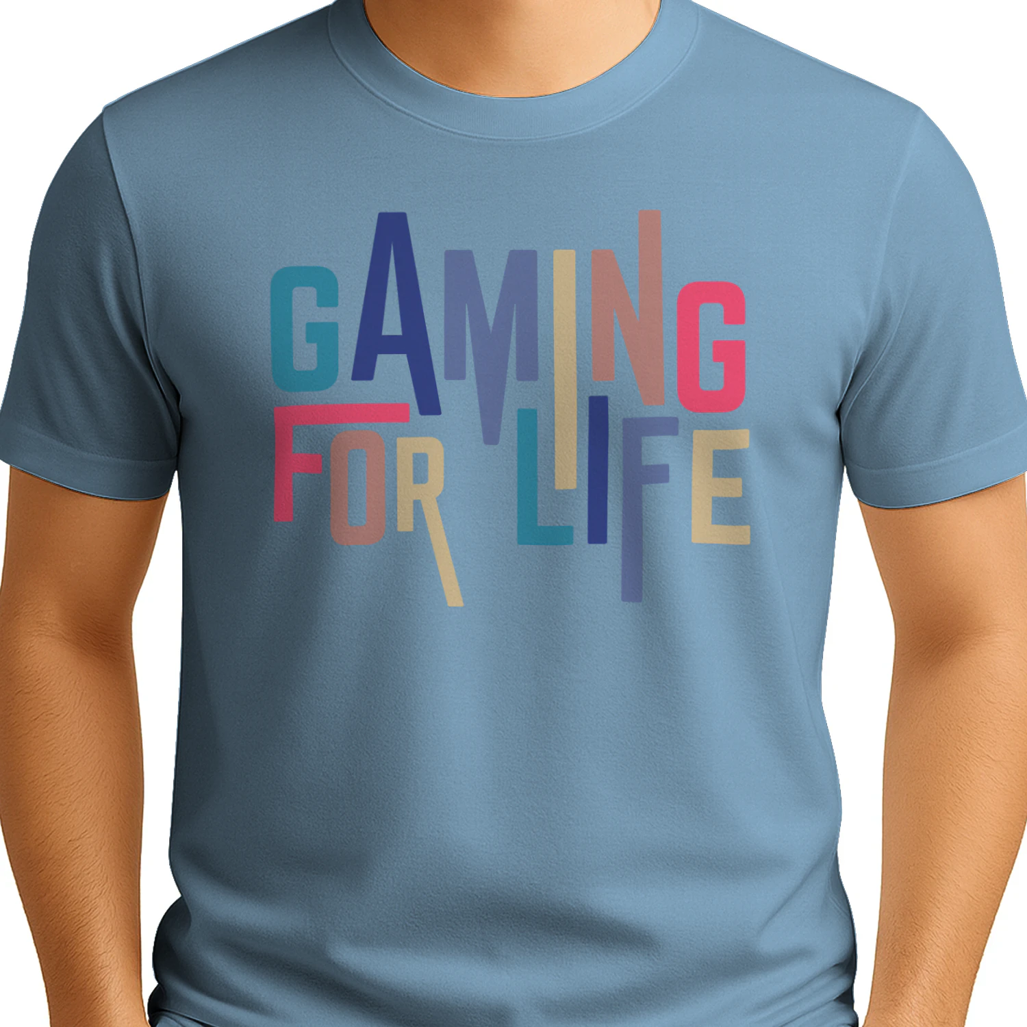 Gaming For Life Colorful Typography T-Shirt