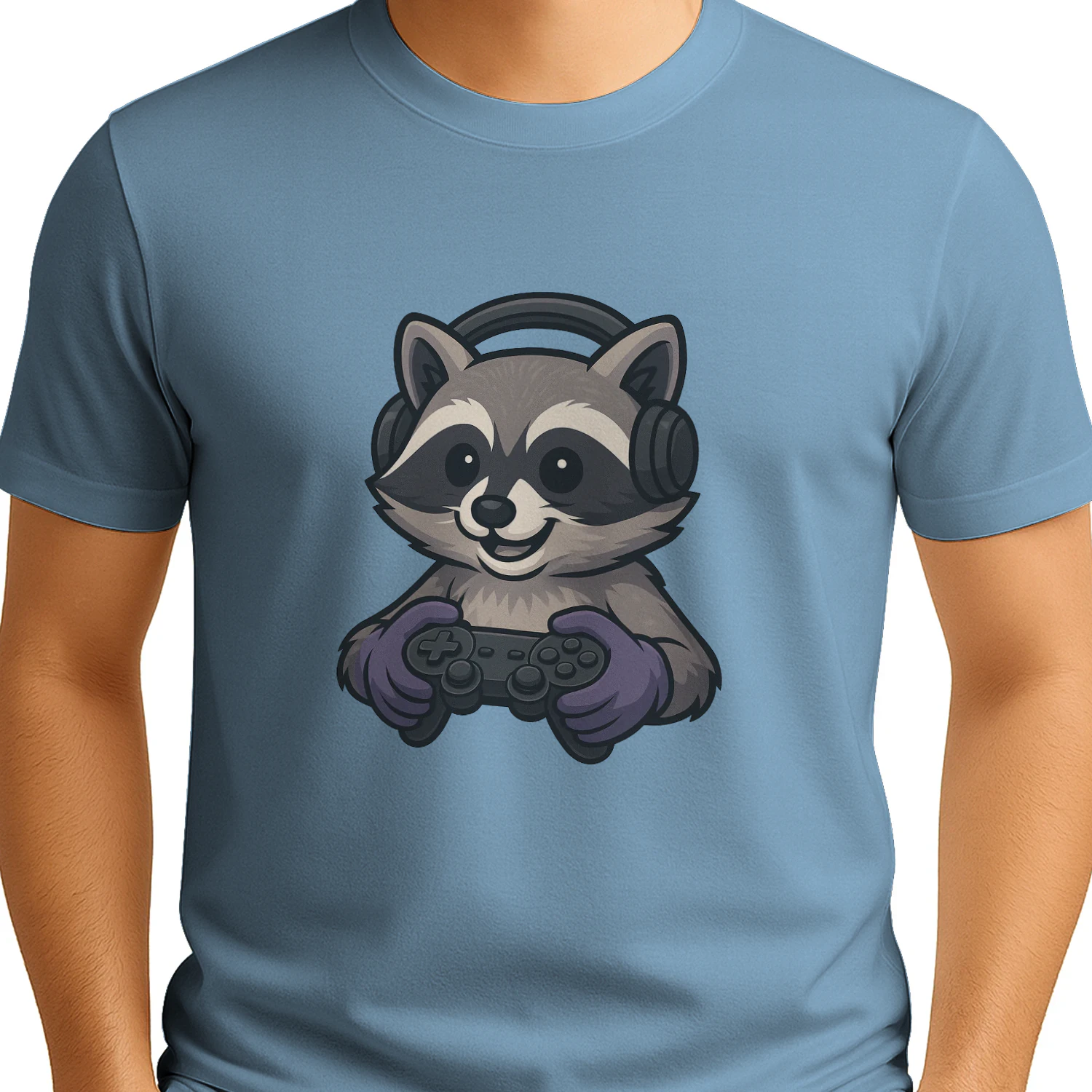 Cute Gamer Raccoon Headset Controller T-Shirt