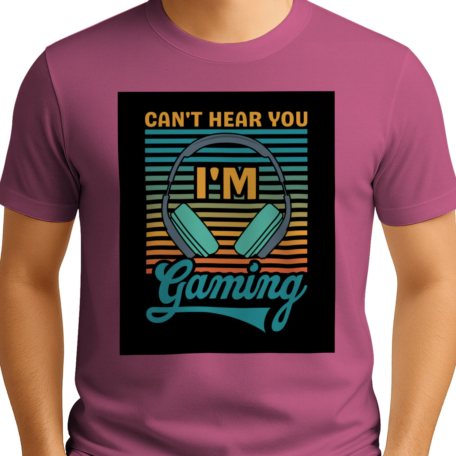 Can't Hear You I'm Gaming Retro Cursive Headset Box T-Shirt