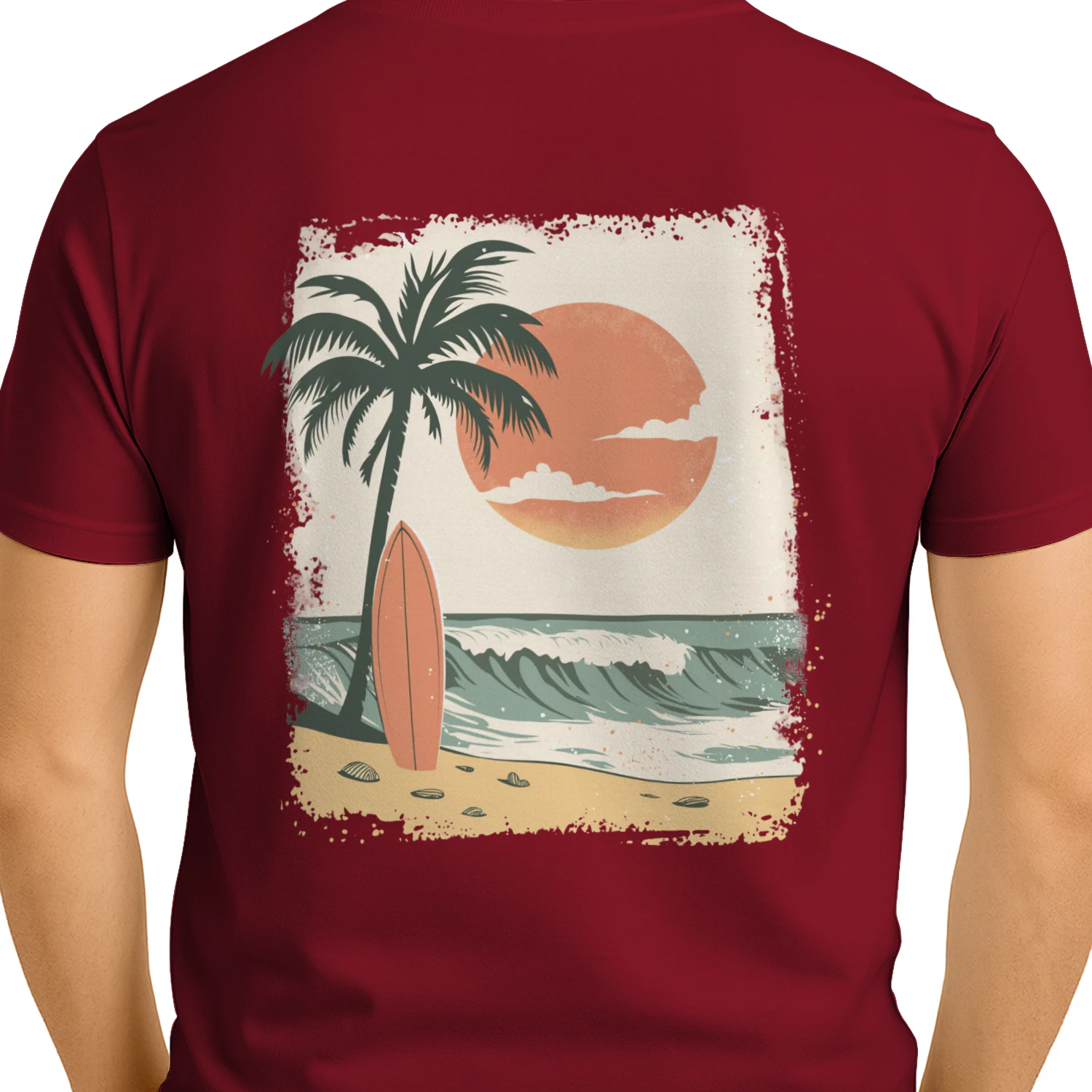 Vintage Sunset Surfboard Beach Graphic T-Shirt