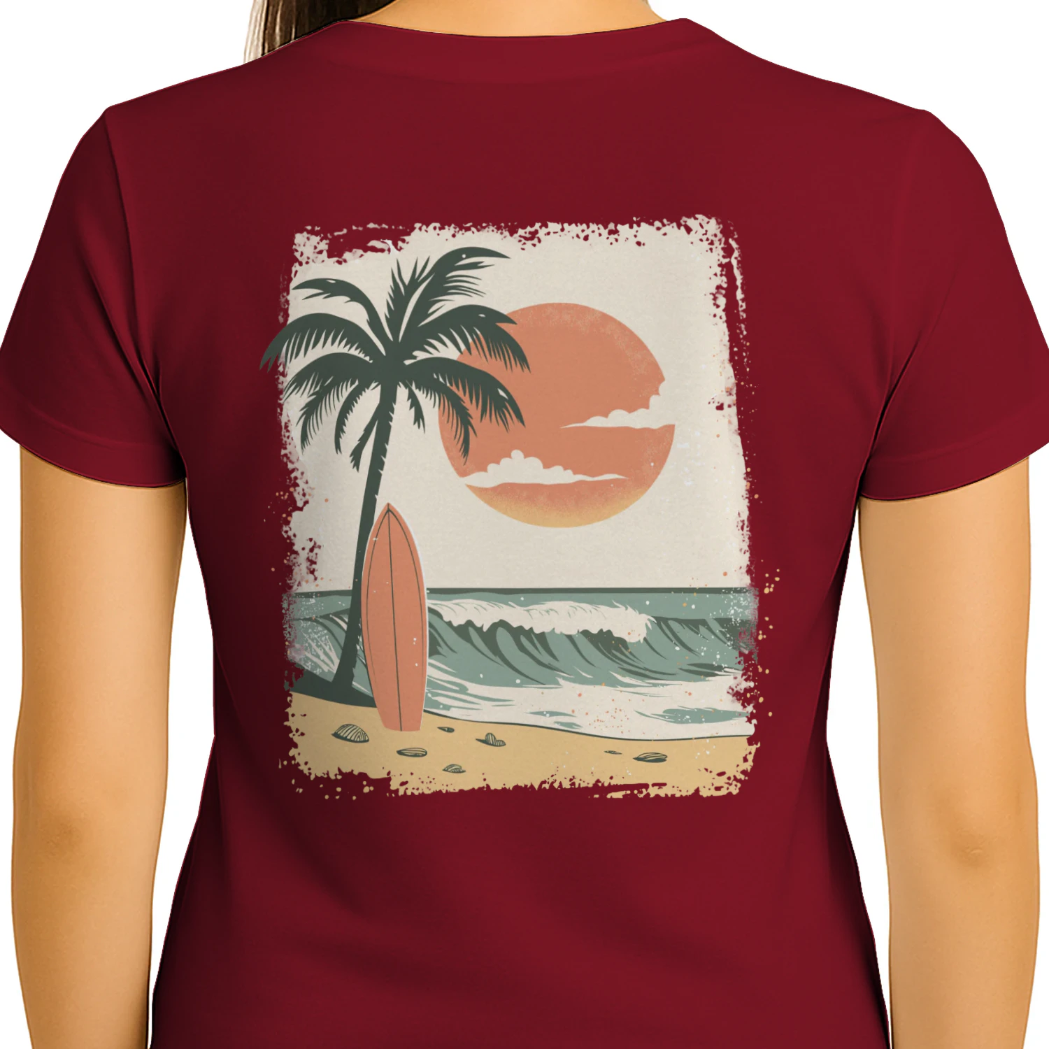 Vintage Sunset Surfboard Beach Graphic T-Shirt