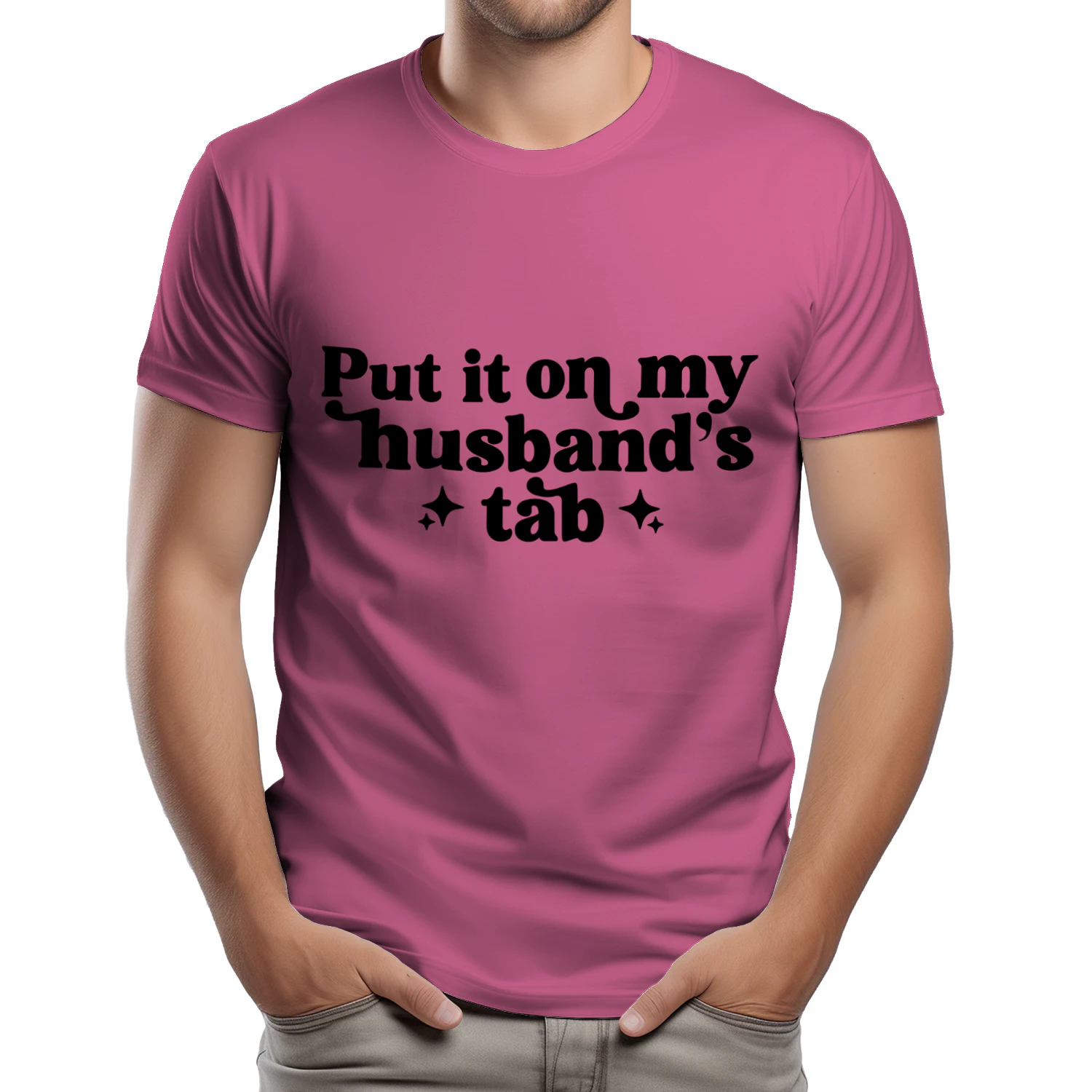 Put It On My Husband's Tab Retro Pink T-Shirt