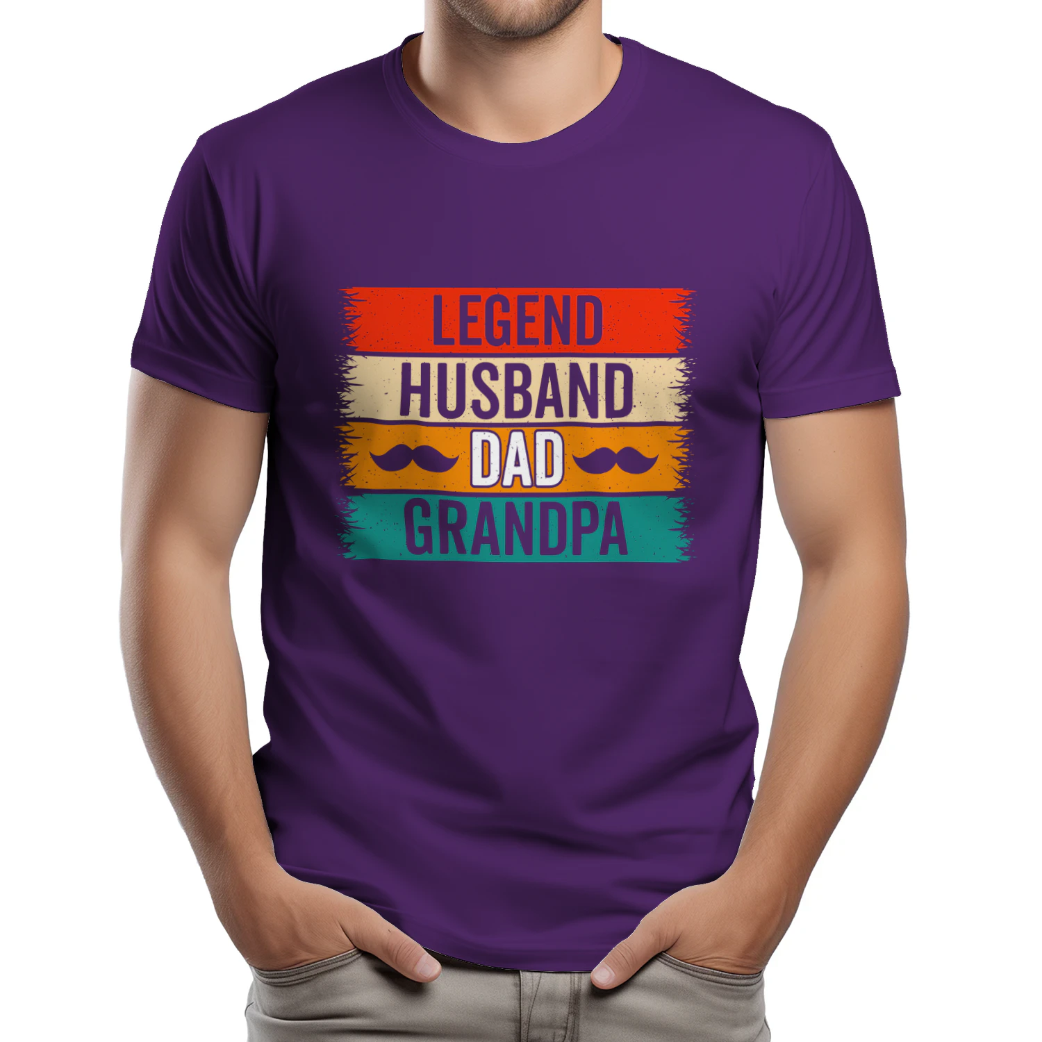Legend Husband Dad Grandpa Mustache Retro T-Shirt