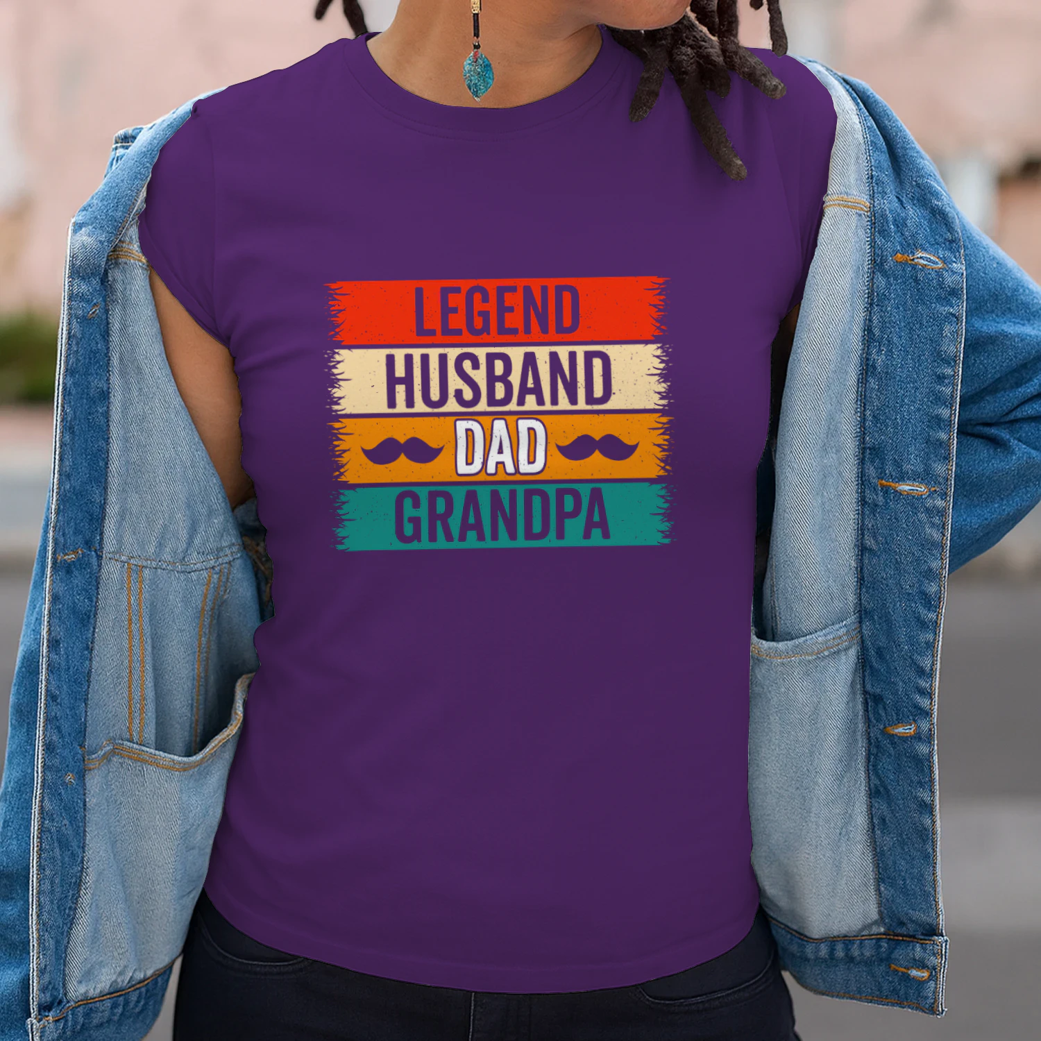 Legend Husband Dad Grandpa Mustache Retro T-Shirt
