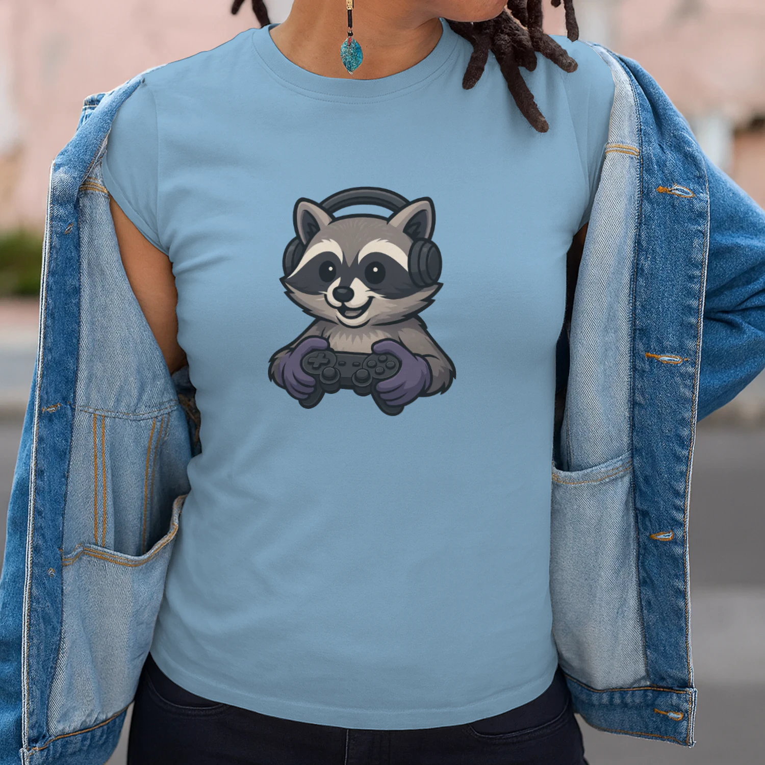 Cute Gamer Raccoon Headset Controller T-Shirt