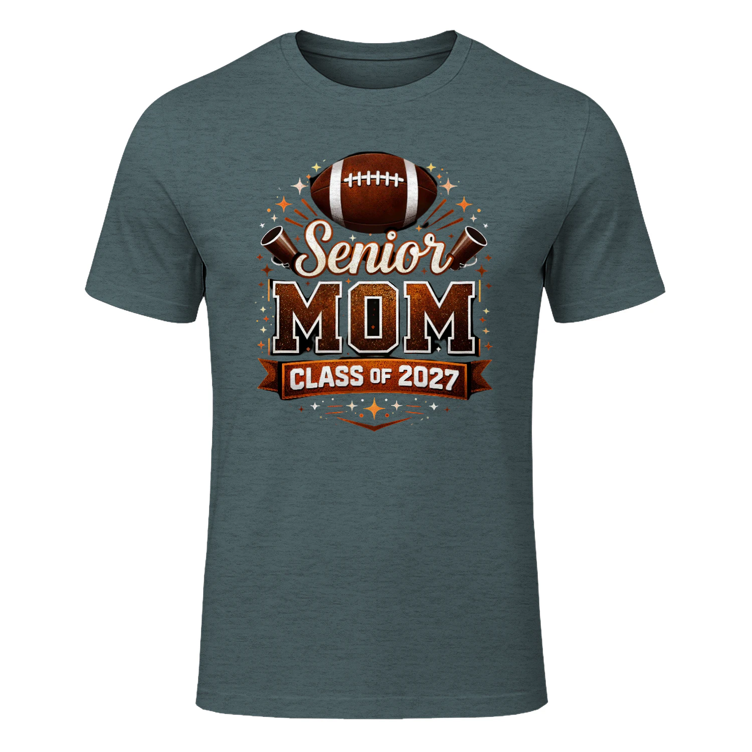 Senior Mom Class of 2027 Football Megaphone T-Shirt