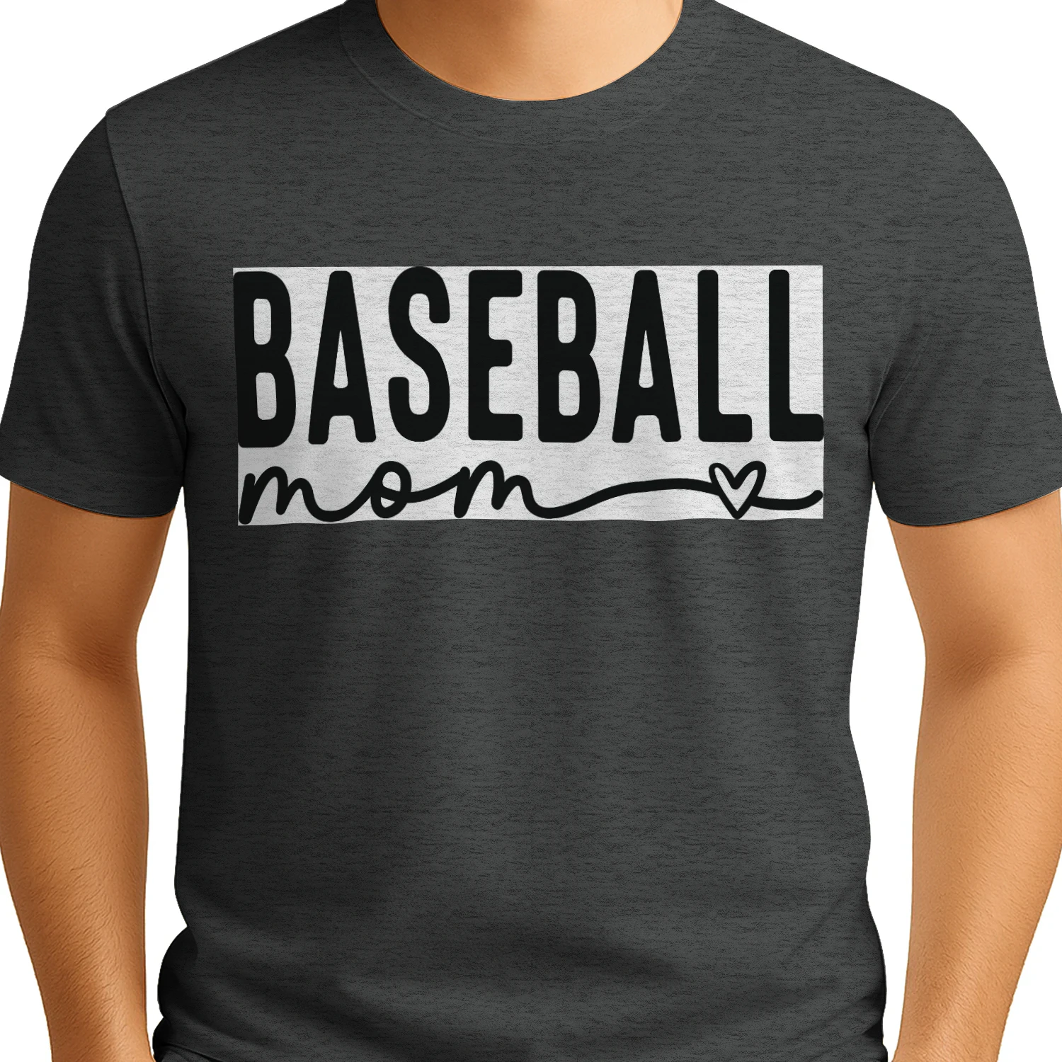 Baseball Mom Heart Cursive Minimalist Game Day T-Shirt