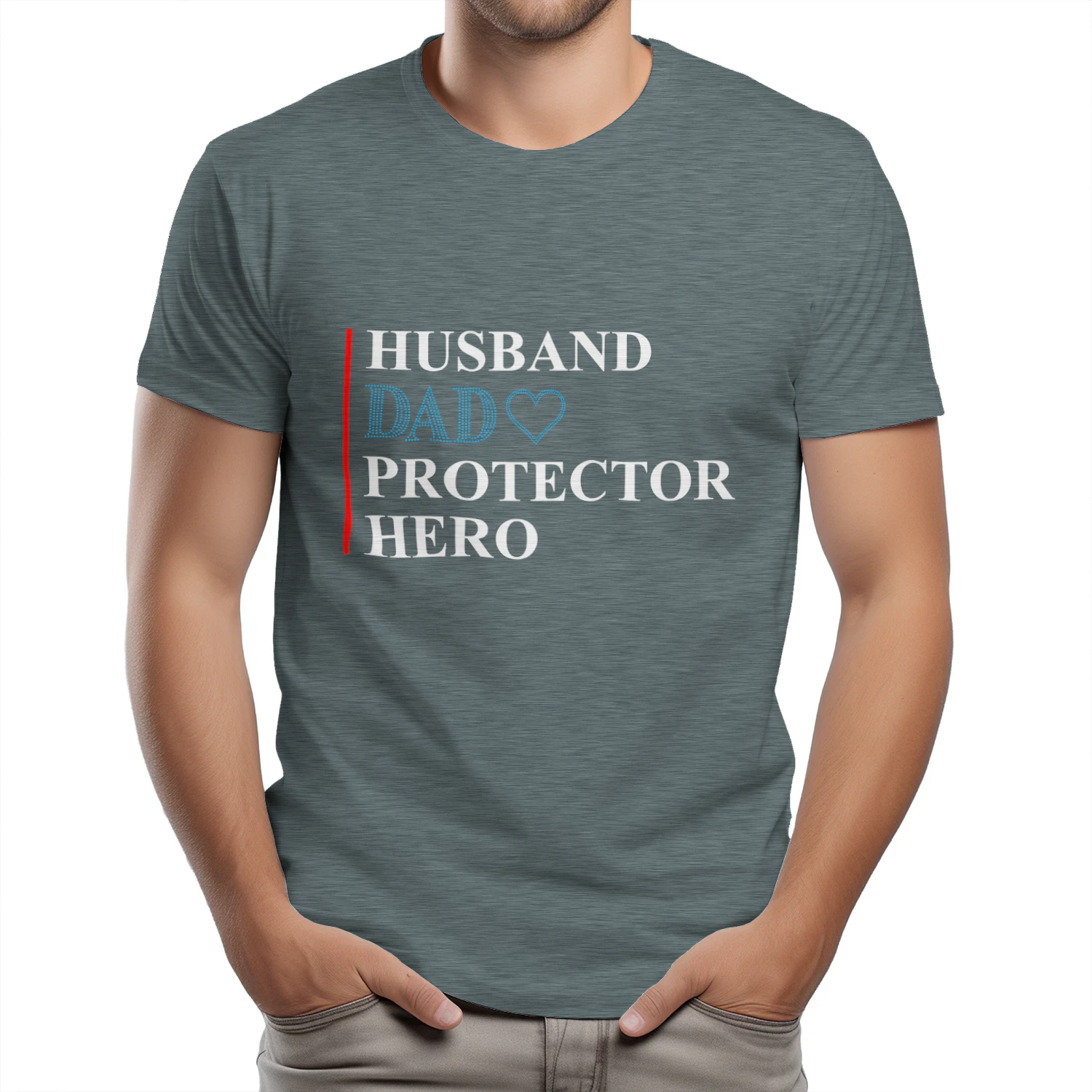 Husband Dad Protector Hero Heart Graphic T-Shirt