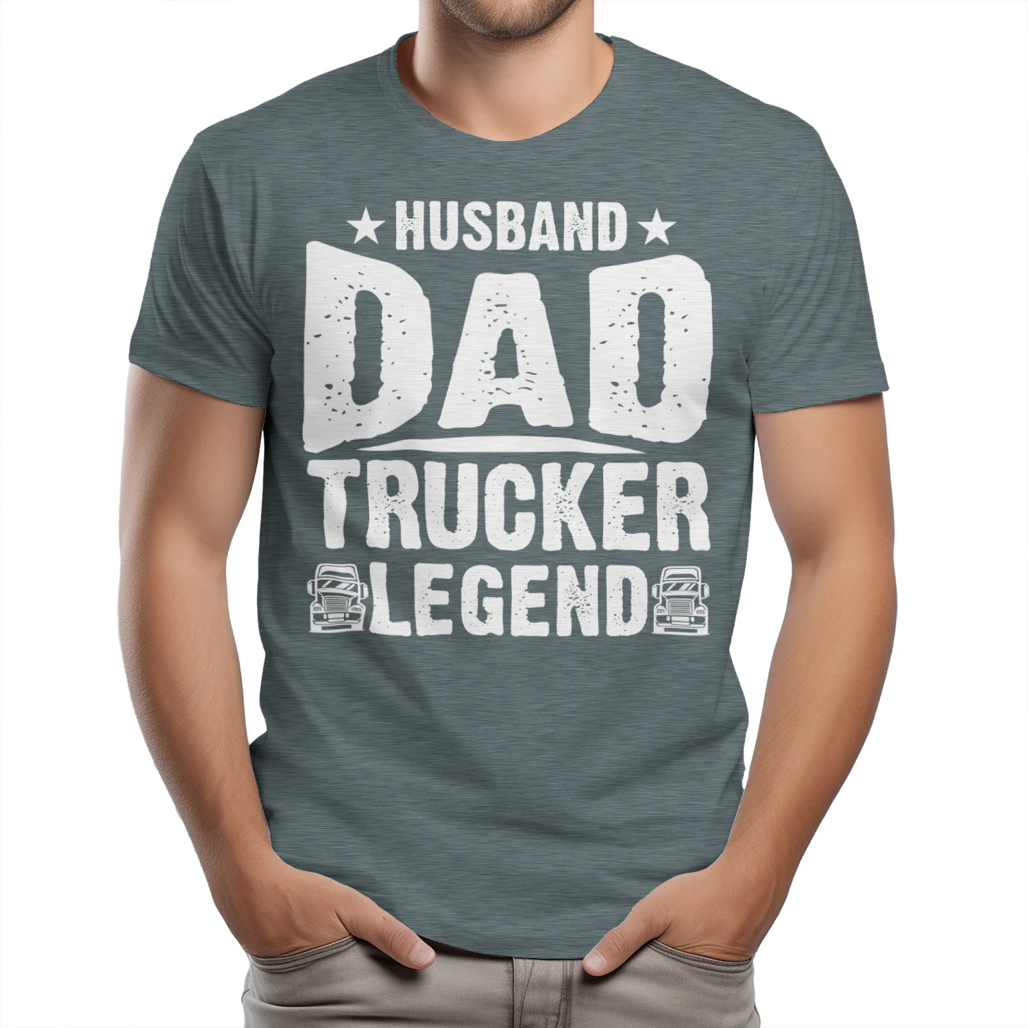 Husband Dad Trucker Legend Distressed Heather T-Shirt