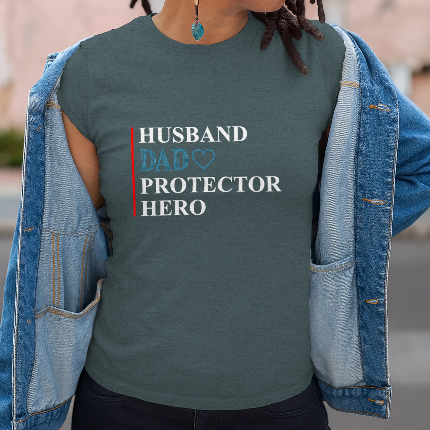 Husband Dad Protector Hero Heart Graphic T-Shirt