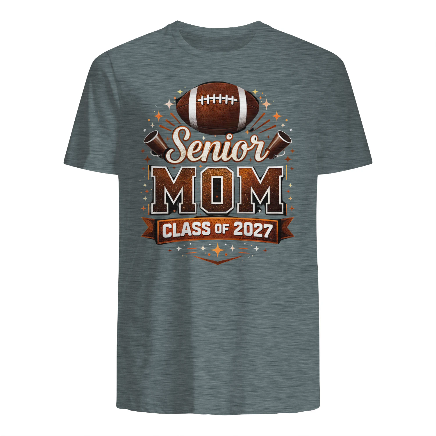 Senior Mom Class of 2027 Football Megaphone T-Shirt