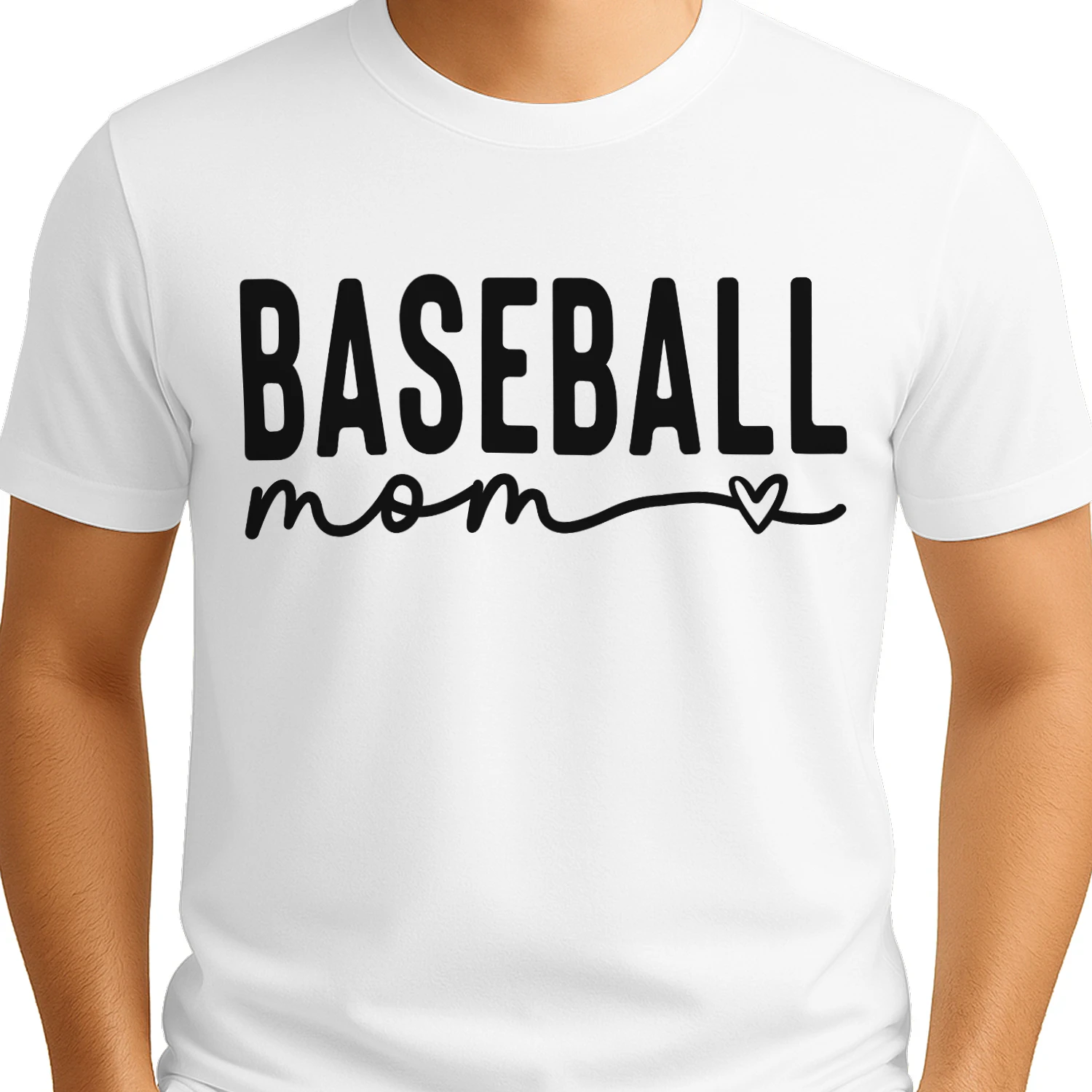 Baseball Mom Heart Cursive Minimalist Game Day T-Shirt