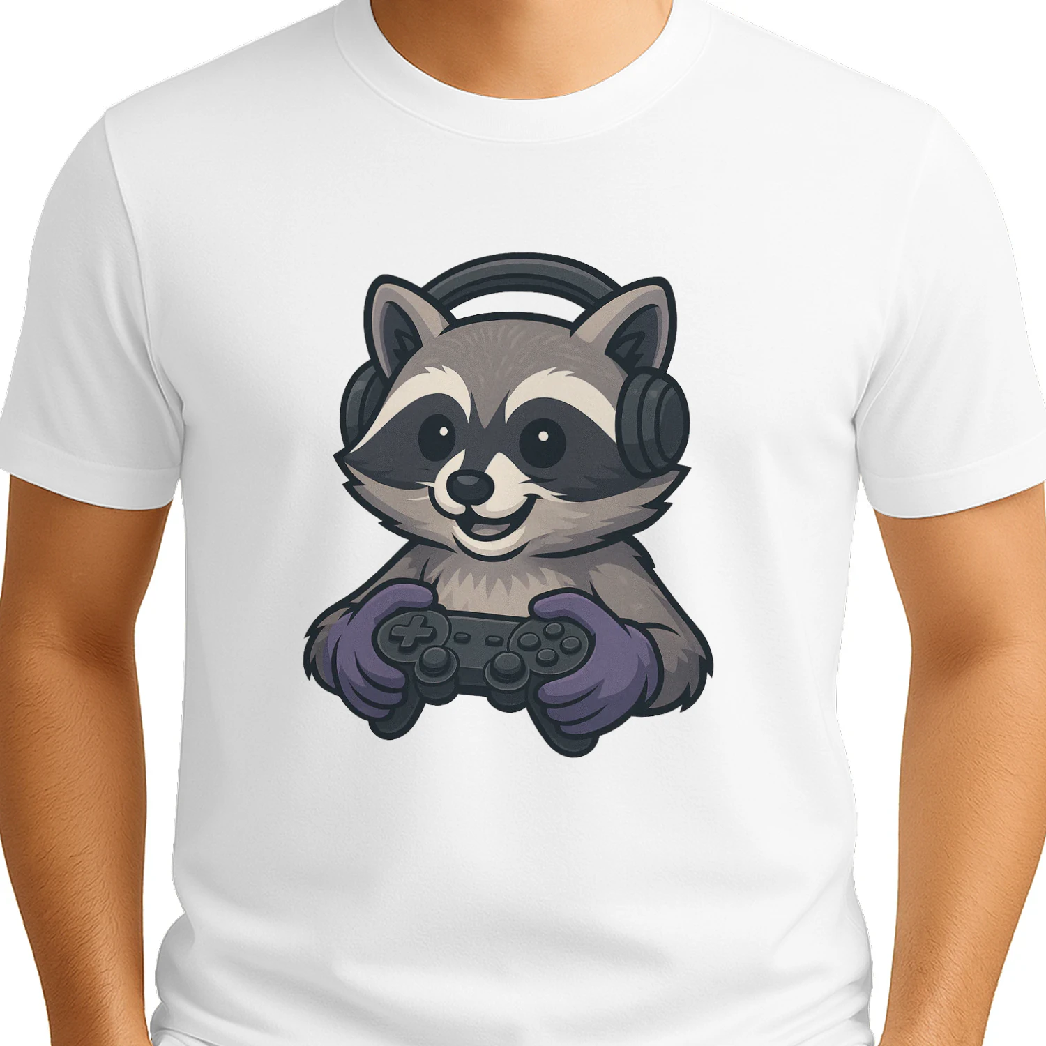 Cute Gamer Raccoon Headset Controller T-Shirt