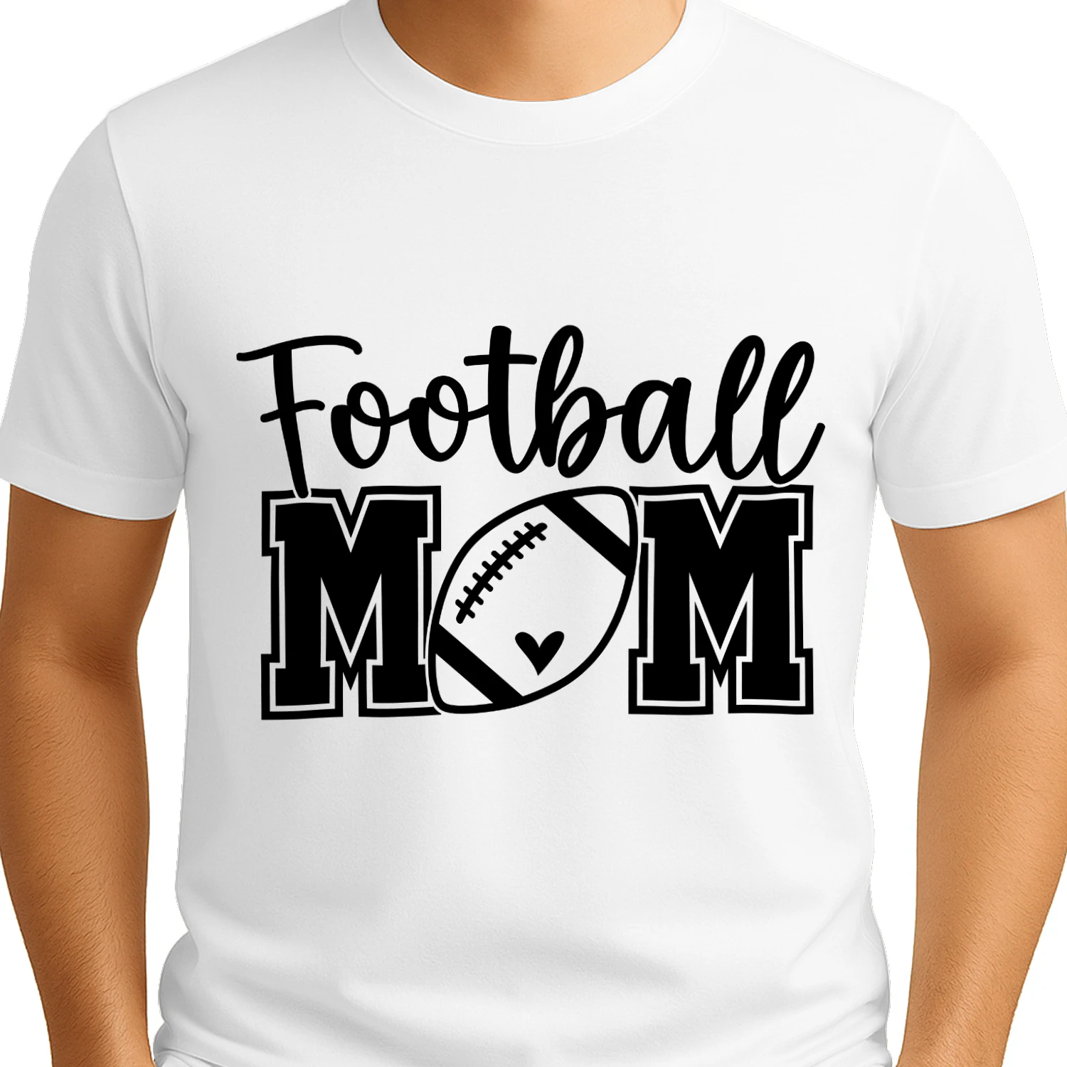 Football Mom Heart Ball Cursive Varsity T-Shirt