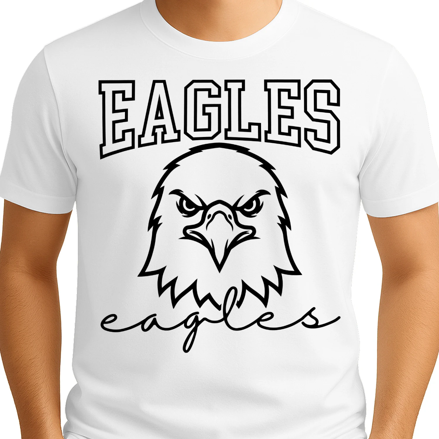 Eagles Mascot Varsity Script Head T-Shirt