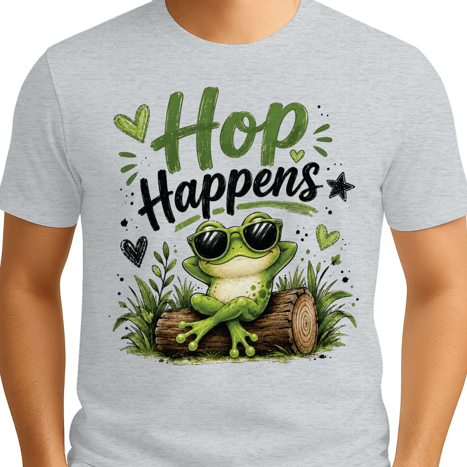 Hop Happens Cool Frog Graphic T-Shirt