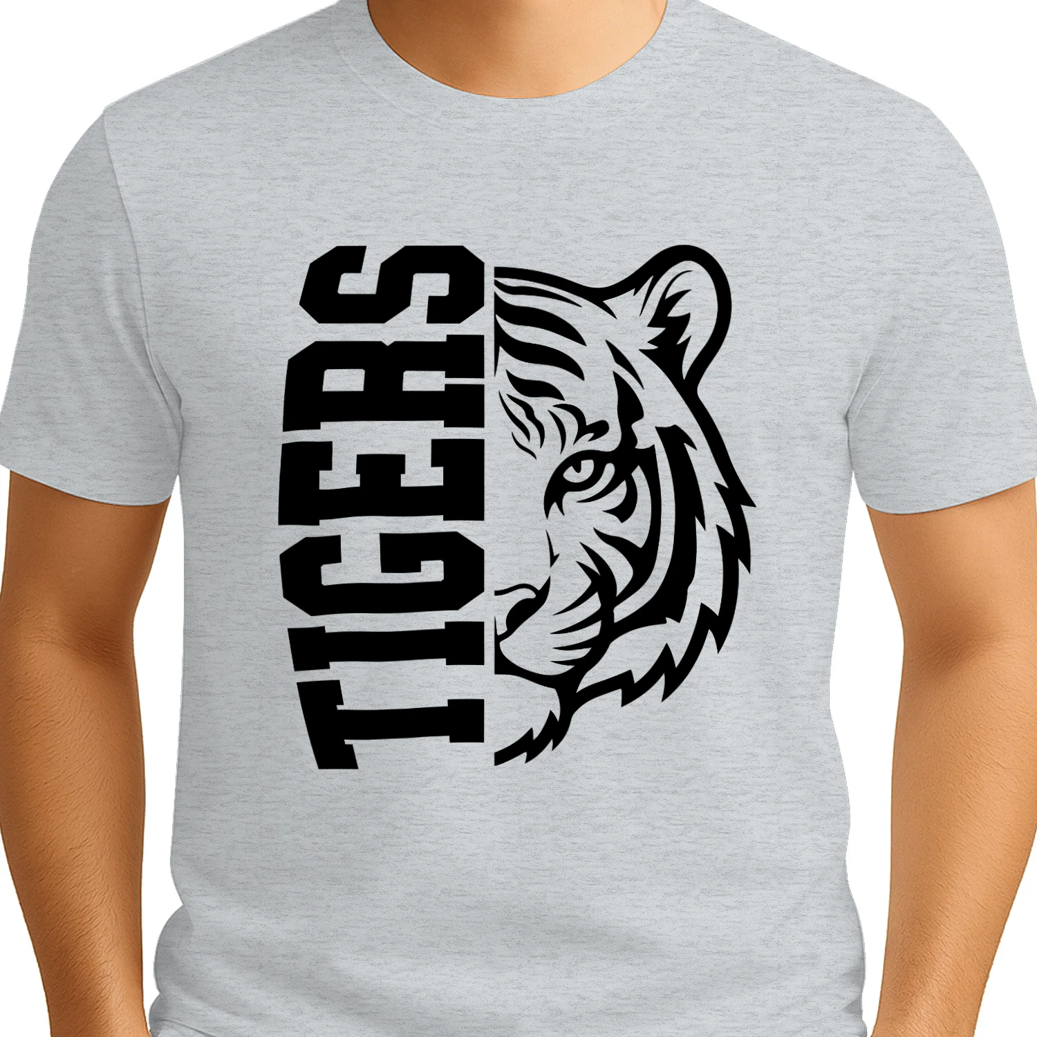 Tigers Half Face Split Mascot Sports T-Shirt