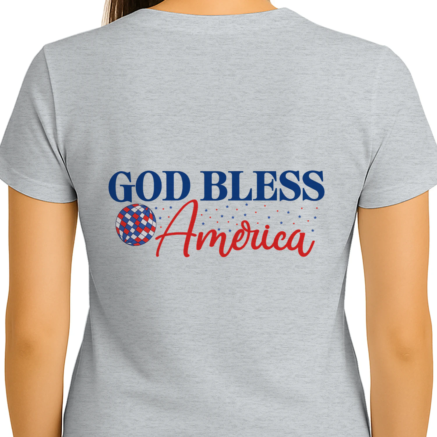 God Bless America Patriotic Back Print Graphic T-Shirt
