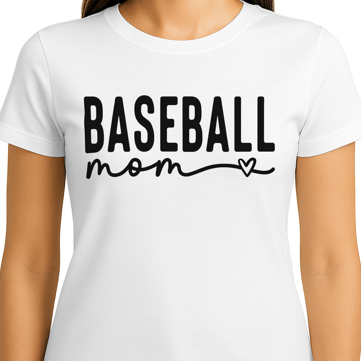 Baseball Mom Heart Cursive Minimalist Game Day T-Shirt