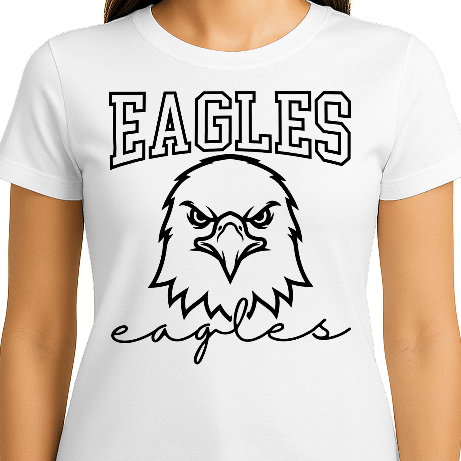 Eagles Mascot Varsity Script Head T-Shirt