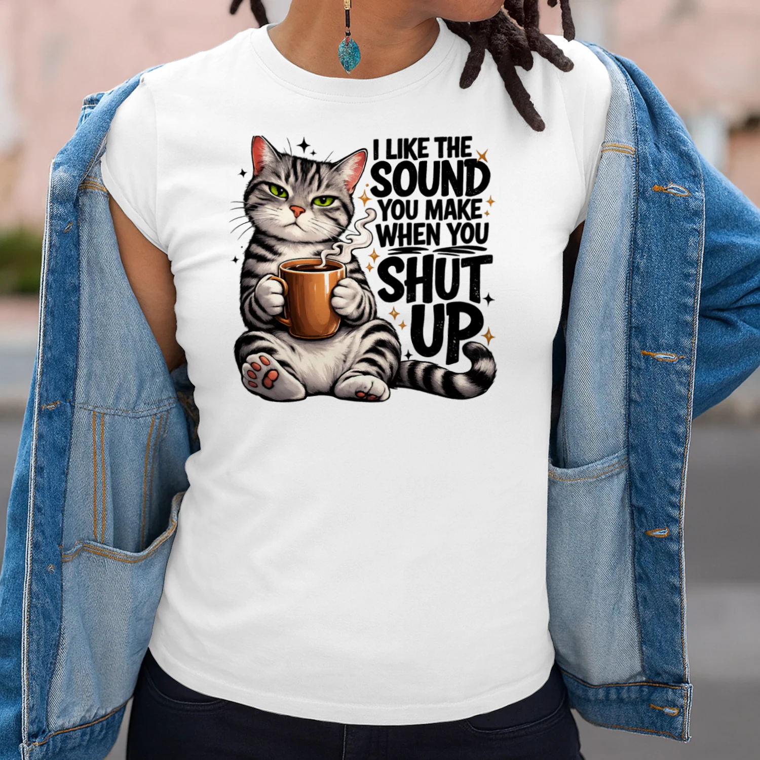 Funny Cat Coffee Sarcastic Shut Up T-Shirt