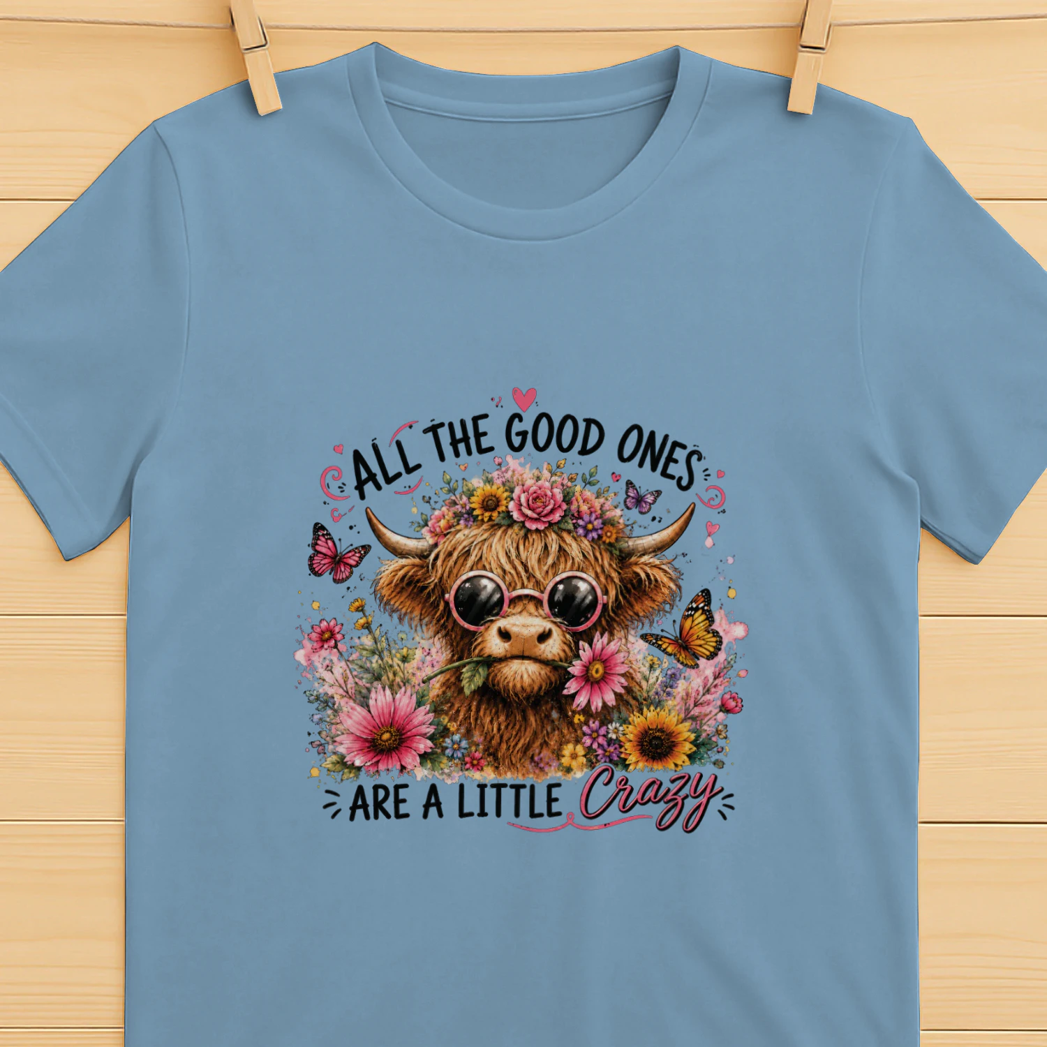 Highland Cow Call the Good Ones a Little Crazy Floral Shirt