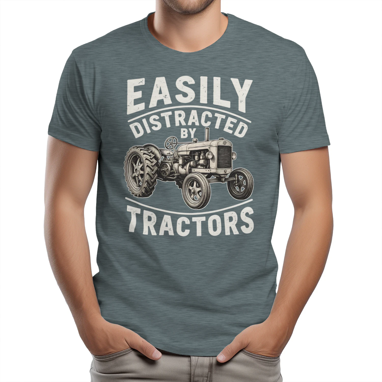 Easily Distracted by Tractors Funny Tractor Farming Shirt