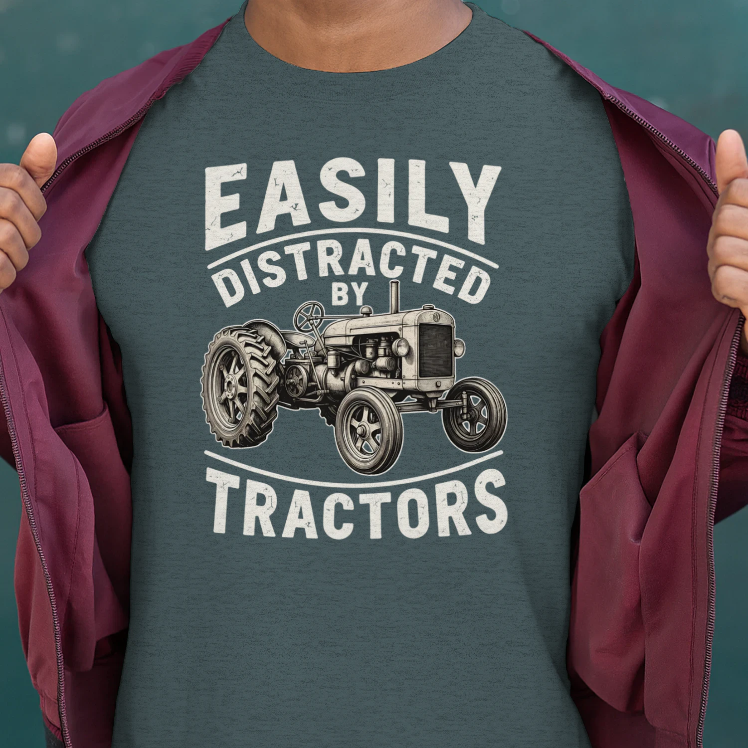 Easily Distracted by Tractors Funny Tractor Farming Shirt
