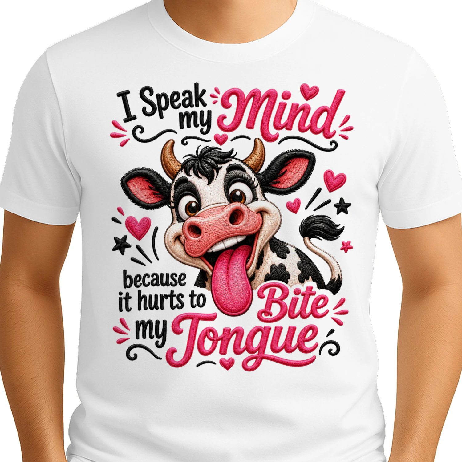 I Speak My Mind Because It Hurts to Bite My Tongue Funny Cow Shirt