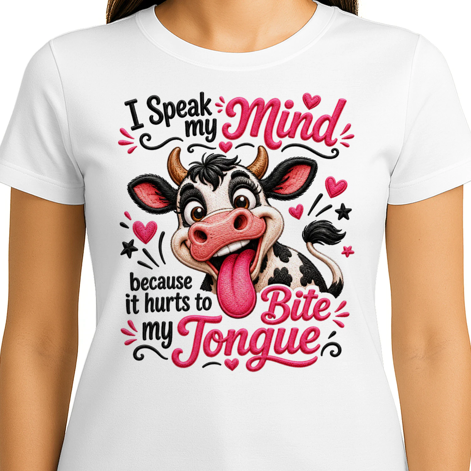 I Speak My Mind Because It Hurts to Bite My Tongue Funny Cow Shirt