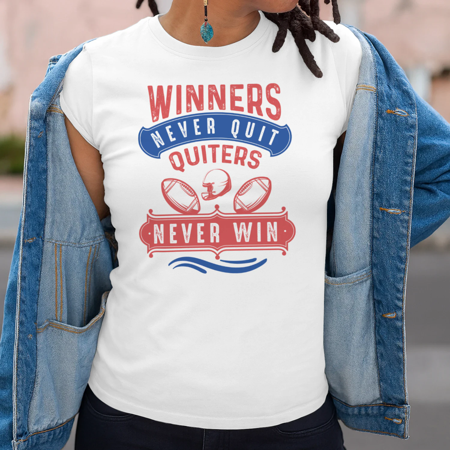 Winners Never Quit American Football Graphic T-Shirt