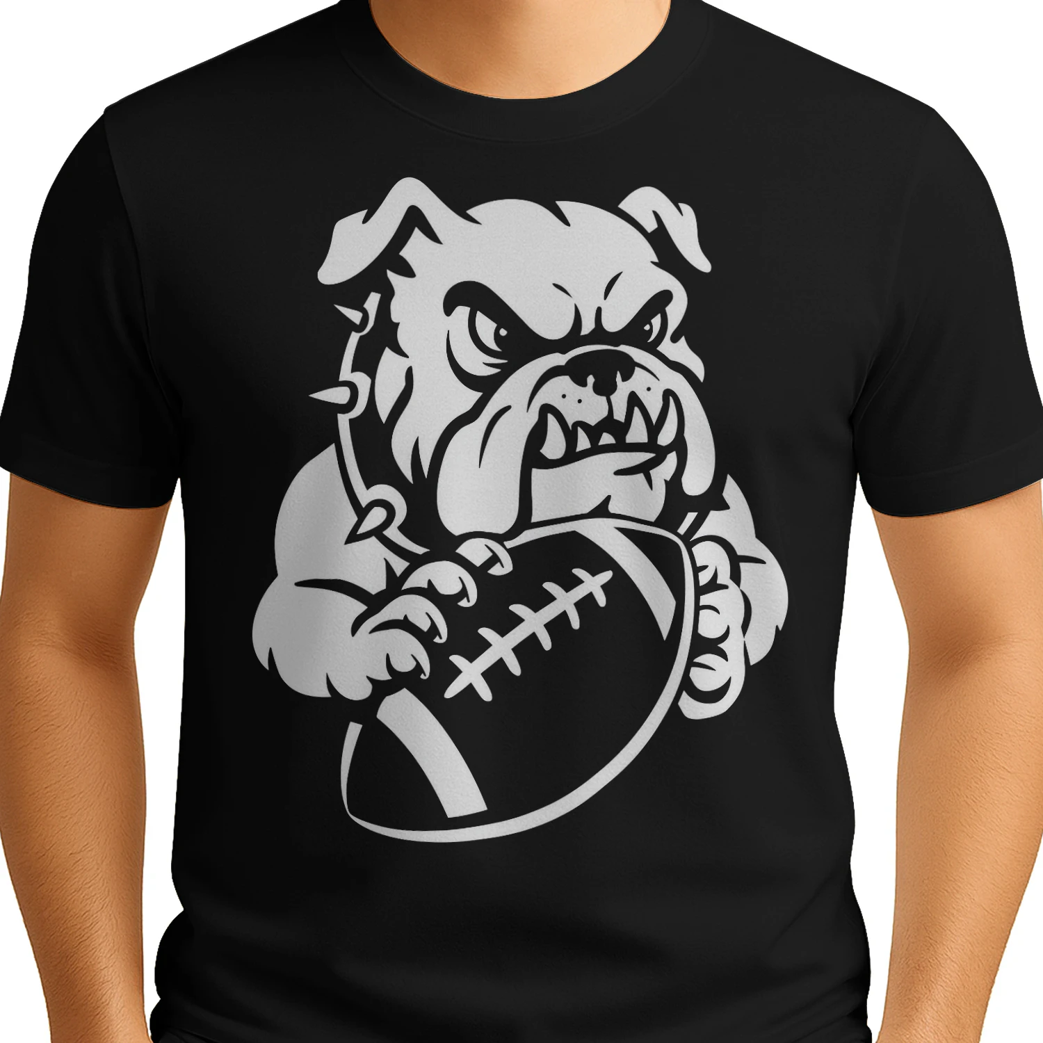 Tough Bulldog Mascot Football Graphic T-Shirt