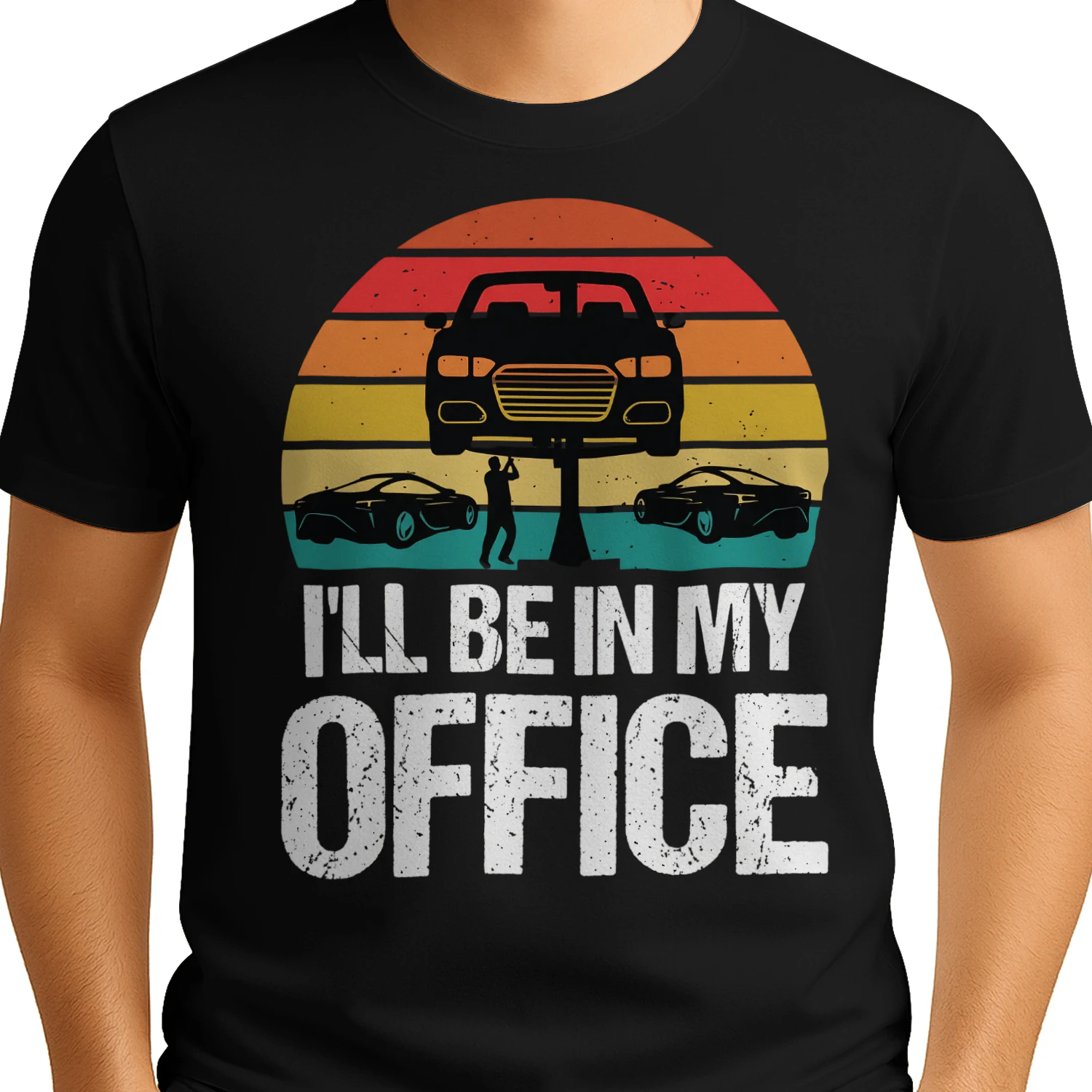 I'll Be In My Office Funny Mechanic Retro Sunset Garage T-Shirt