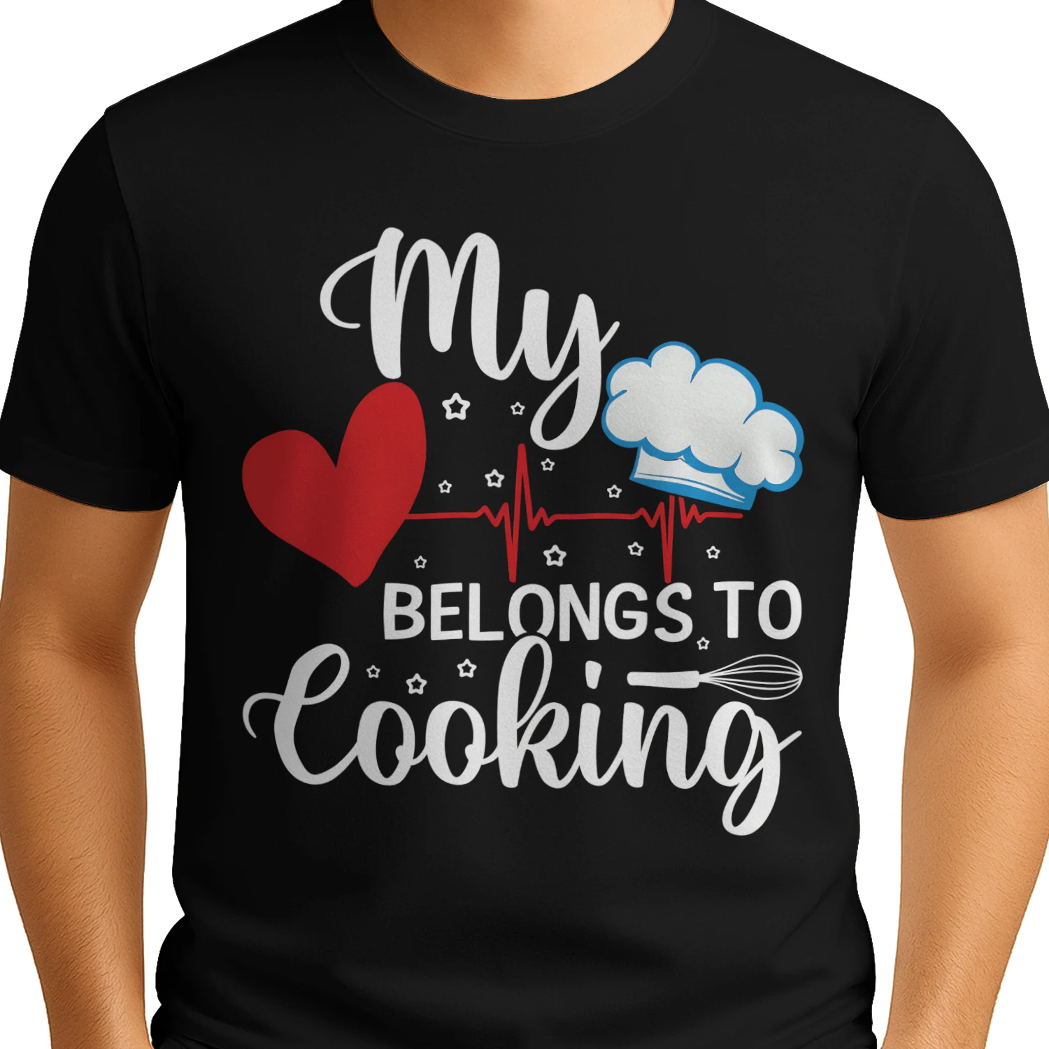 My Heart Belongs To Cooking Chef Heartbeat Whisk T-Shirt
