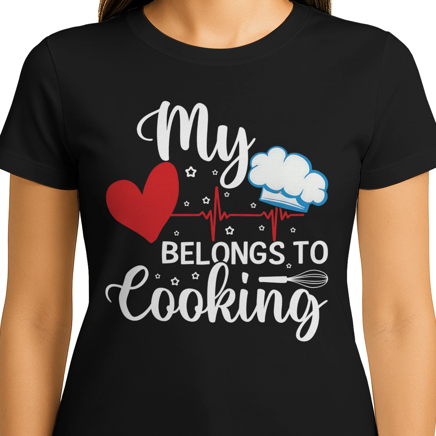 My Heart Belongs To Cooking Chef Heartbeat Whisk T-Shirt