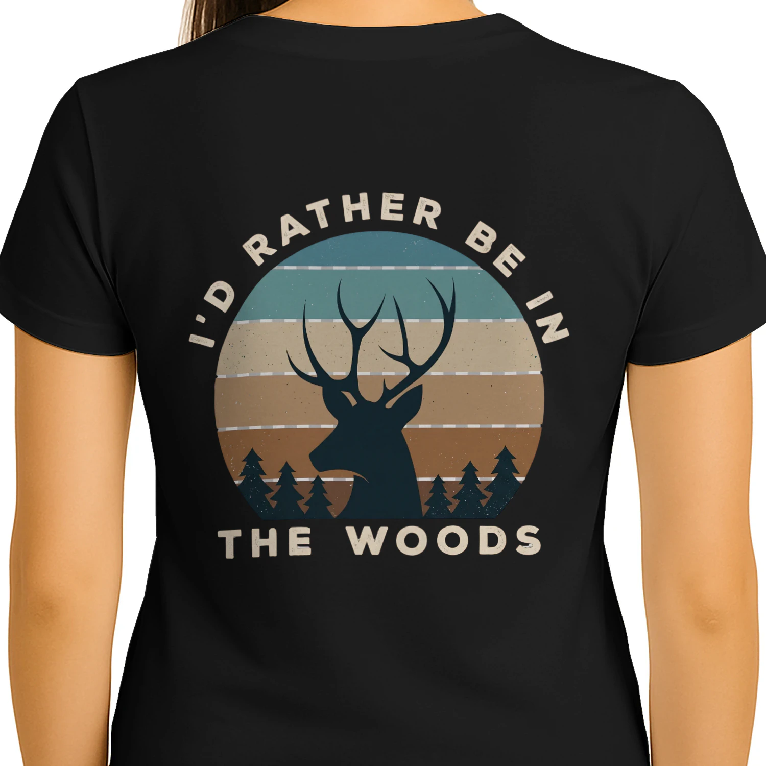 I'd Rather Be In The Woods Retro Deer Hunting T-Shirt