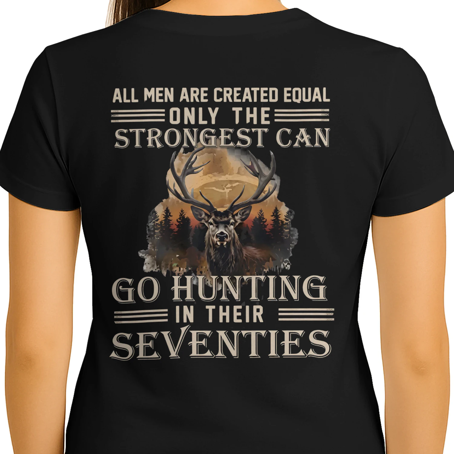 Strongest Men Go Hunting In Their Seventies Funny 70th Birthday T-Shirt