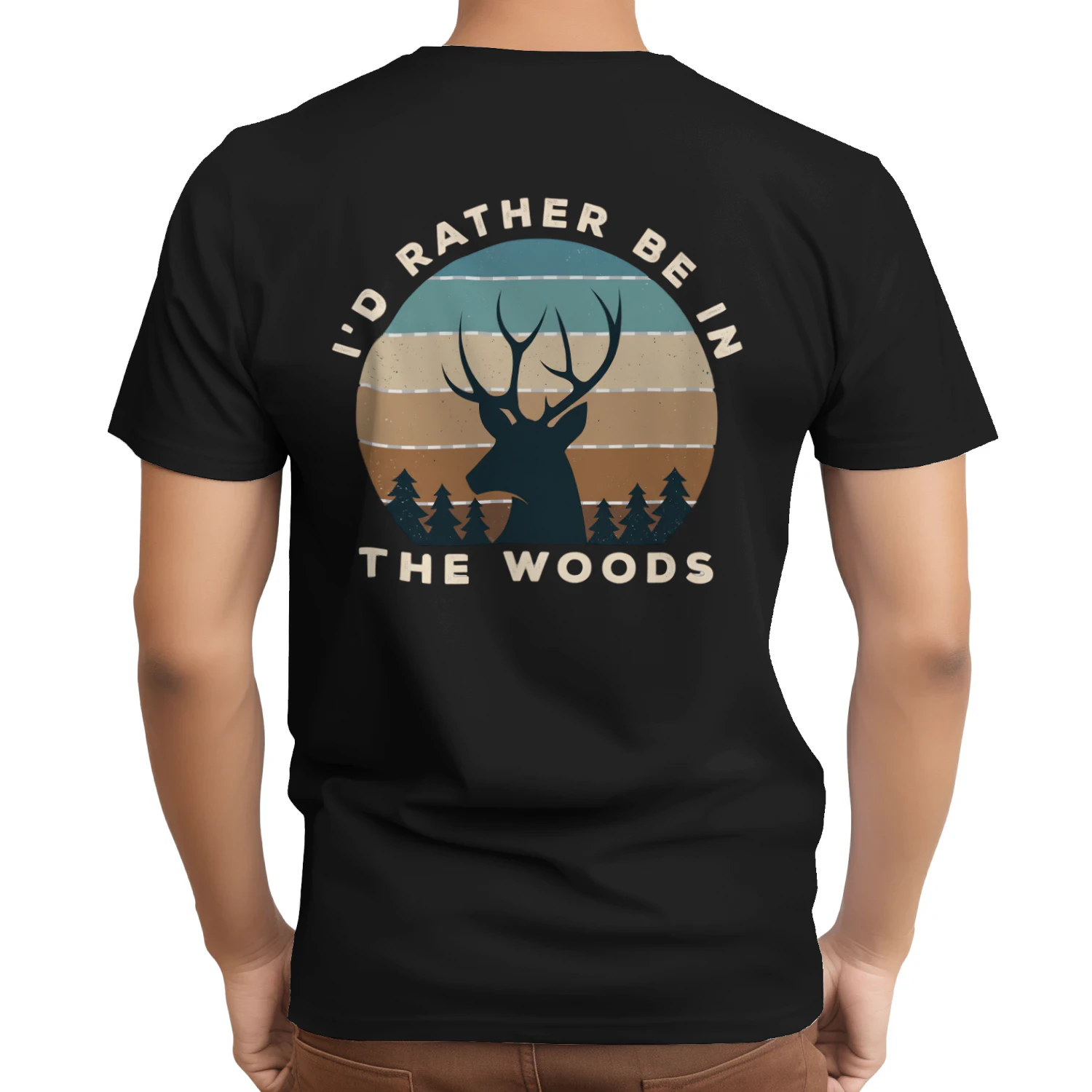 I'd Rather Be In The Woods Retro Deer Hunting T-Shirt